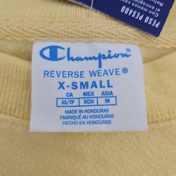 CHAMPION WOMEN'S YELLOW REVERSE WEAVE CROPPED SWEATSHIRT SIZE XS Oversized READ - Picture 8 of 12